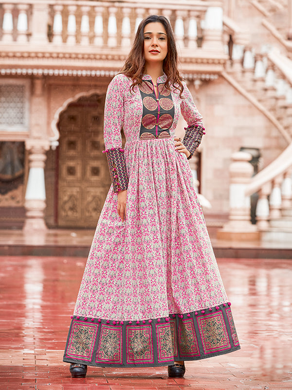 Kajal Mumtaz Multicolor Cotton Printed Gown Kurti