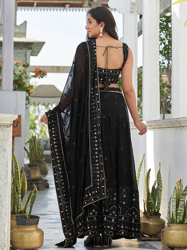 Sequence Work Black Embroidered Lehenga Choli